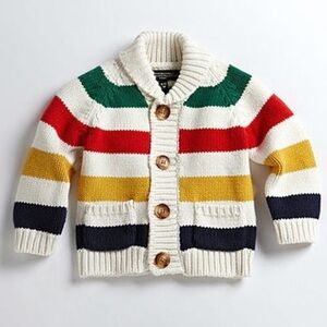 Hudson Baby Striped Cardigan with Wooden Buttons - Collectors Item